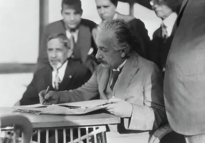 Framed Print : Albert Einstein Signing Autograph Framed Print : Albert Einstein Signing Autograph