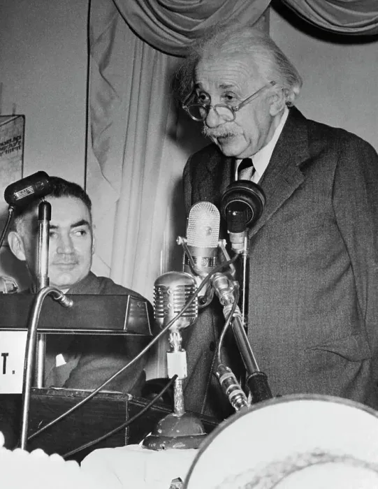 Framed Print : Albert Einstein Speaking at Microphone Framed Print : Albert Einstein Speaking at Microphone
