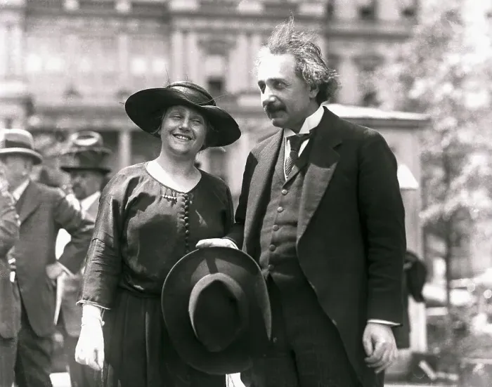 Framed Print : Albert Einstein With His Wife Framed Print : Albert Einstein With His Wife