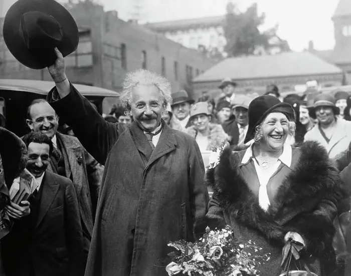 Framed Print : Albert Einstein and His Wife Leaving California Framed Print : Albert Einstein and His Wife Leaving California