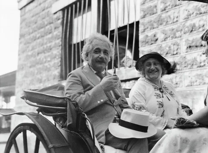 Framed Print : Albert Einstein and Wife Riding in Carriage Framed Print : Albert Einstein and Wife Riding in Carriage