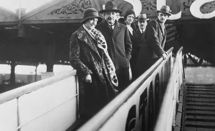 Framed Print : Albert and Elsa Einstein Boarding Ship Framed Print : Albert and Elsa Einstein Boarding Ship