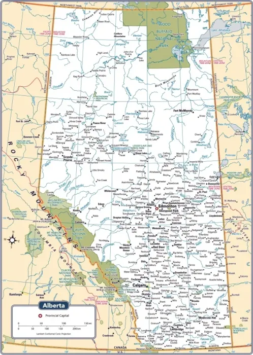 Framed Print : Alberta Provincial Map Framed Print : Alberta Provincial Map