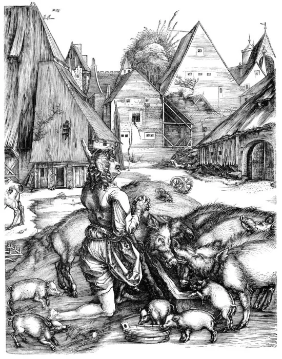 Framed Print : Albrecht DAOErer The prodigal son among the pigs 1497 Framed Print : Albrecht DAOErer The prodigal son among the pigs 1497