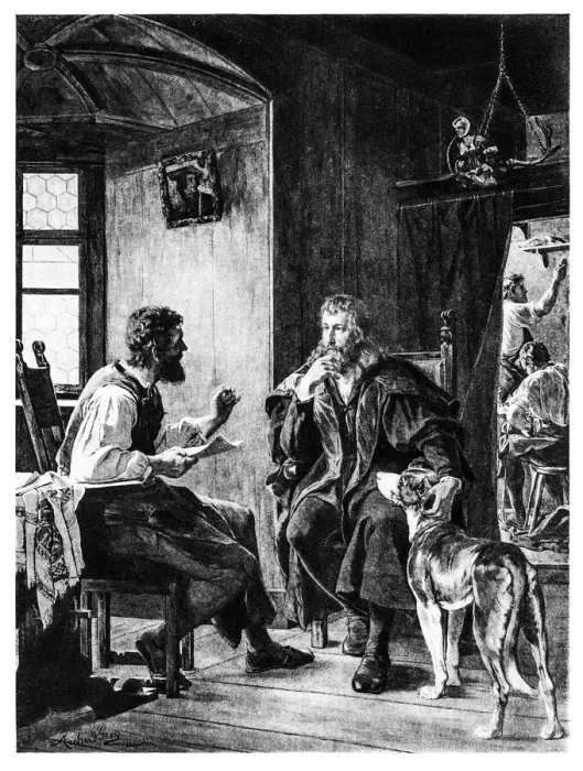Framed Print : Albrecht DAOErer Visits Hans Sachs engraving 1894