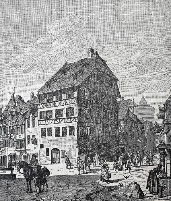 Framed Print : The Albrecht Duerer House in Nuremberg's Old Town was built around 1420 and was Albrecht Duerer's place of residence and work from 1509 until his death in 1528, Bavaria, Germany, Historic, digital reproduction of an original 19th-century master copy Framed Print : The Albrecht Duerer House in Nuremberg's Old Town was built around 1420 and was Albrecht Duerer's place of residence and work from 1509 until his death in 1528, Bavaria, Germany, Historic, digital reproduction of an original 19th-century master copy