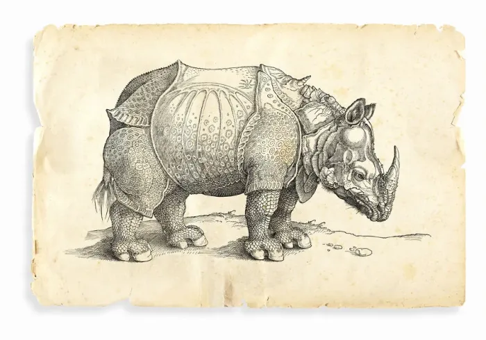 Framed Print : Albrecht Durer rhinoceros woodcut 1535