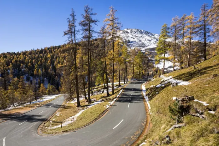 Framed Print : Albula pass road, autumn, Engadin, Canton of Graubunden, Switzerland Framed Print : Albula pass road, autumn, Engadin, Canton of Graubunden, Switzerland
