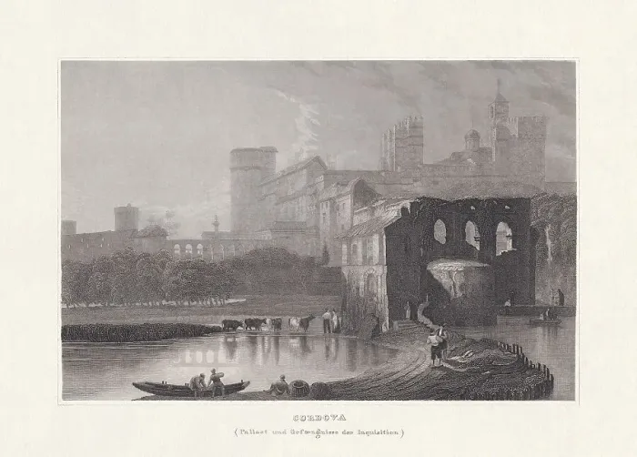 Framed Print : Alcazar of Cordobas in Andalusia, Spain, steel engraving, published 1836 Framed Print : Alcazar of Cordobas in Andalusia, Spain, steel engraving, published 1836