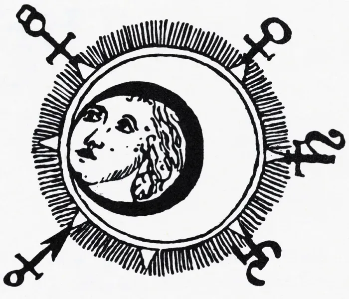 Framed Print : Alchemical Illustration Of Man In Moon Framed Print : Alchemical Illustration Of Man In Moon