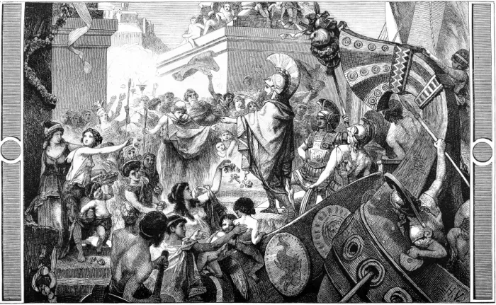 Framed Print : Alcibiades return to Athens (408 BC) Framed Print : Alcibiades return to Athens (408 BC)