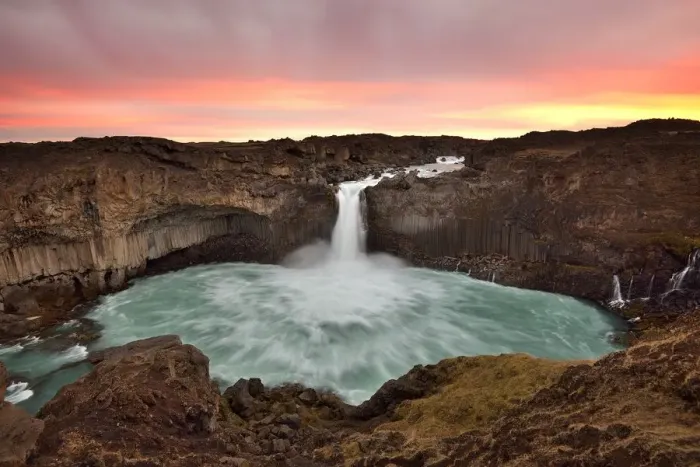 Framed Print : Aldeyjarfoss waterfall sunrise in Iceland Framed Print : Aldeyjarfoss waterfall sunrise in Iceland