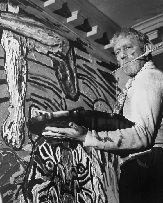 Framed Print : Alec Guinness As Artist, Holding Brush in Mouth Framed Print : Alec Guinness As Artist, Holding Brush in Mouth