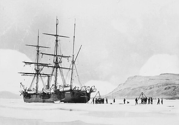 The Alert. circa 1876: The ship Alert in the ice during the British Nares