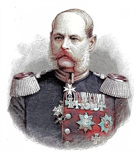 Alexander August Wilhelm von Pape, 2 February 1813 - 7 May 1895, was a Royal Prussian General Colonel of the Infantry with the special rank of General Field Marshal, Germany, digitally restored reproduction of a 19th century original