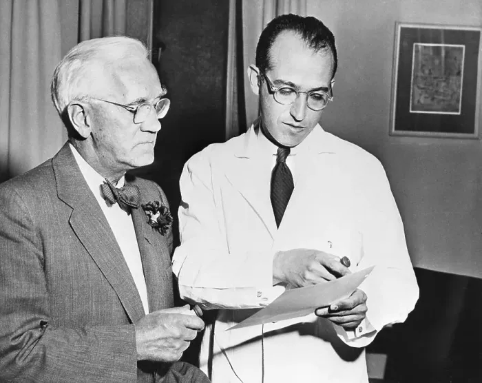 Framed Print : Alexander Fleming with Jonas Salk Framed Print : Alexander Fleming with Jonas Salk