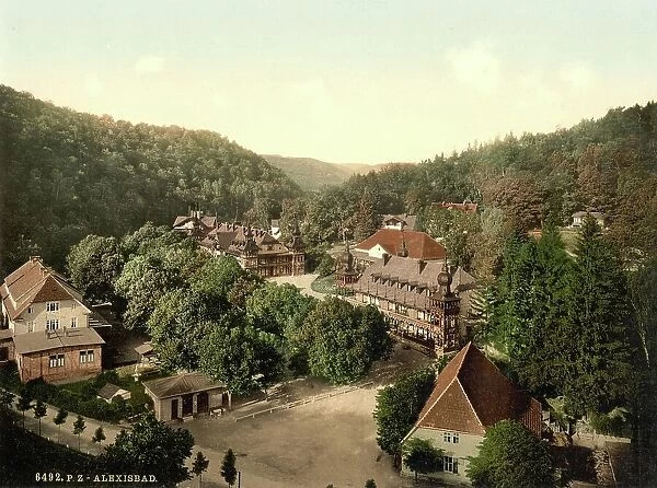 Alexisbad near Harzgerode in the Harz Mountains, Germany, Historic, digitally restored reproduction of a photochromic print from the 1890s