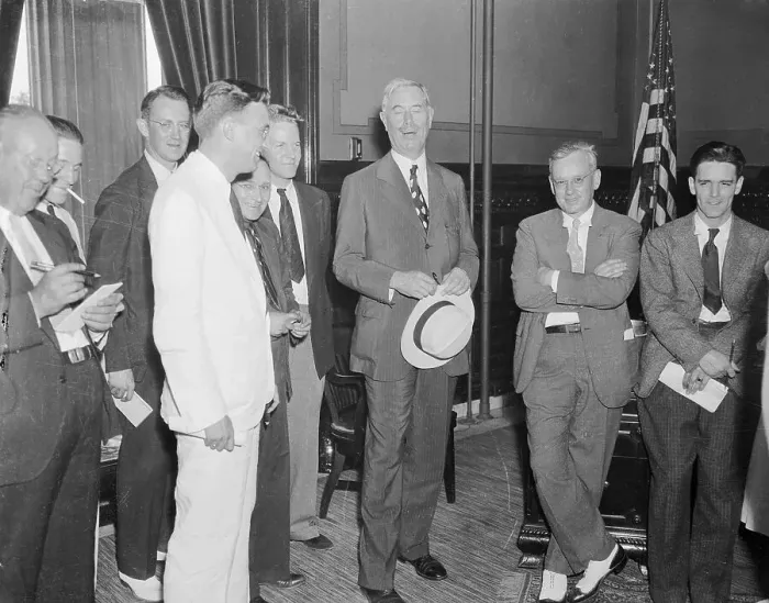 Framed Print : Alf Landon Standing with Others Framed Print : Alf Landon Standing with Others