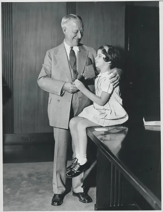Framed Print : Alfred E. Smith Smiling with Blind Girl Framed Print : Alfred E. Smith Smiling with Blind Girl