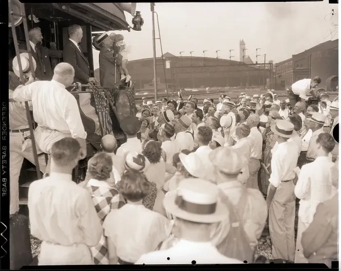 Framed Print : Alfred M. Landon Kissing Baby at Rally