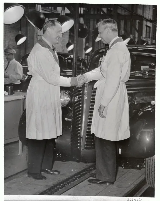Framed Print : Alfred Sloan Shaking Hands with Buick Pres Framed Print : Alfred Sloan Shaking Hands with Buick Pres