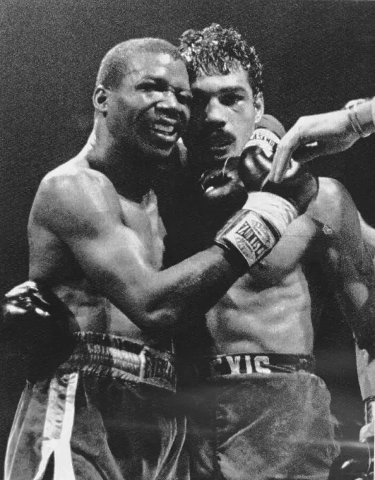 Framed Print : Alfredo Esclaera and Alexis Arguello Embracing Framed Print : Alfredo Esclaera and Alexis Arguello Embracing