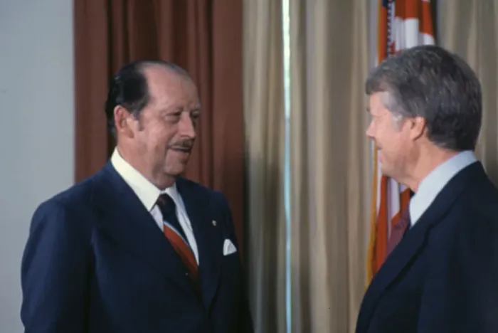 Framed Print : Alfredo Stroessner and Jimmy Carter Conversing Framed Print : Alfredo Stroessner and Jimmy Carter Conversing