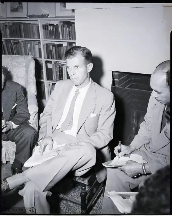 Framed Print : Alger Hiss Talking to Reporters Framed Print : Alger Hiss Talking to Reporters