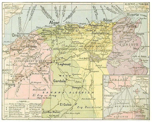 Algeria and Tunicia map 1887