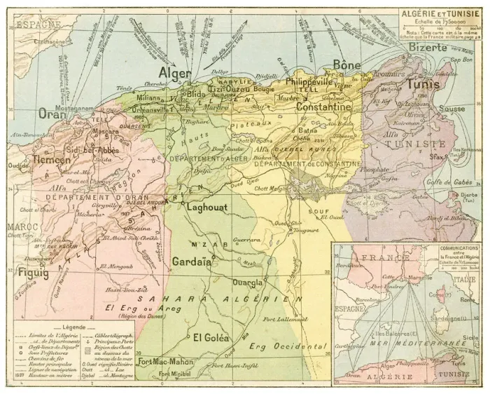 Framed Print : Algeria and Tunicia map 1887 Framed Print : Algeria and Tunicia map 1887