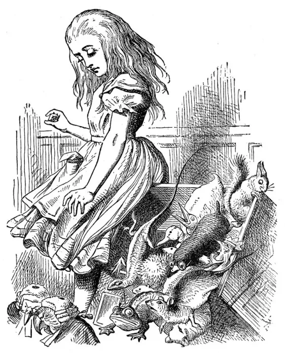 Framed Print : Alice with animals - Alice in Wonderland 1897 Framed Print : Alice with animals - Alice in Wonderland 1897