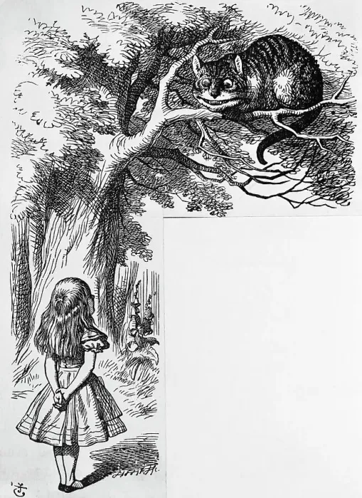 Framed Print : Alice and the Cheshire Cat by John Tenniel Framed Print : Alice and the Cheshire Cat by John Tenniel