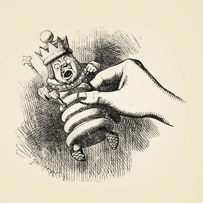 Framed Print : Alice holding the King engraving 1899
