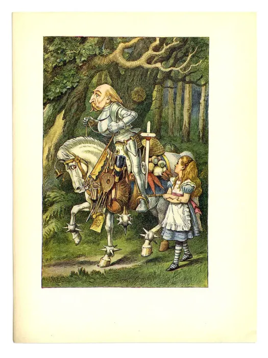Framed Print : Alice with knight and horse illustration, (Alices Adventures in Wonderland) Framed Print : Alice with knight and horse illustration, (Alices Adventures in Wonderland)