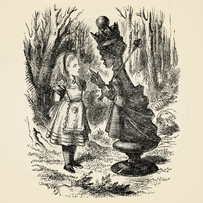 Framed Print : Alice with the Queen engraving 1899 Framed Print : Alice with the Queen engraving 1899