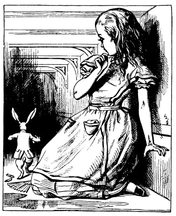 Framed Print : Alice and Rabbit illustration, (Alices Adventures in Wonderland) Framed Print : Alice and Rabbit illustration, (Alices Adventures in Wonderland)