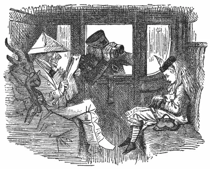 Framed Print : Alice Riding the Train Through the Looking-Glass Framed Print : Alice Riding the Train Through the Looking-Glass