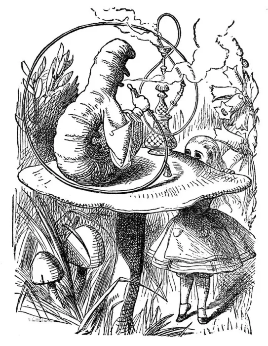 Framed Print : Alice talking to Caterpillar - Alice in Wonderland 1897 Framed Print : Alice talking to Caterpillar - Alice in Wonderland 1897