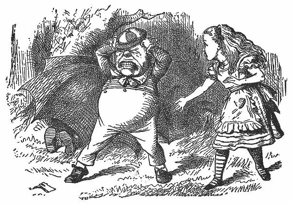 Alice with Tweedledum Angry that Tweedledee Broke His Rattle in Through the Looking-Glass