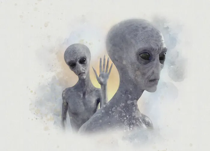Framed Print : Aliens, illustration Framed Print : Aliens, illustration