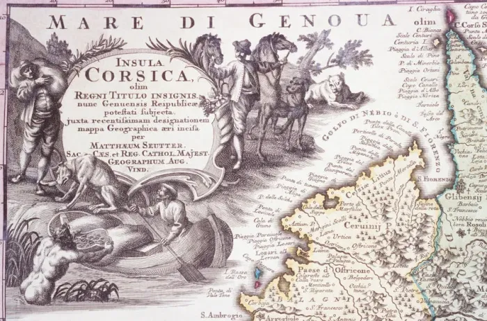 Framed Print : Allegorical Cartouche for Corsica Framed Print : Allegorical Cartouche for Corsica