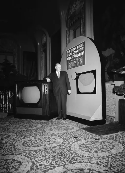 Framed Print : Allen B. Dumont Stands Next to TV Framed Print : Allen B. Dumont Stands Next to TV