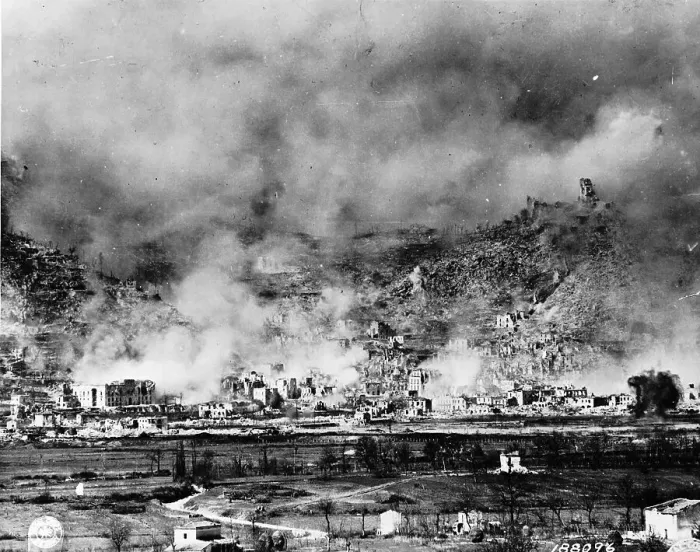 Framed Print : Allied Bombing on German Controled Town Framed Print : Allied Bombing on German Controled Town