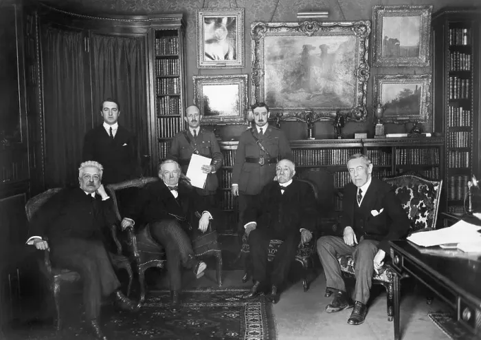 Framed Print : Allied Leaders Seated In Library Framed Print : Allied Leaders Seated In Library