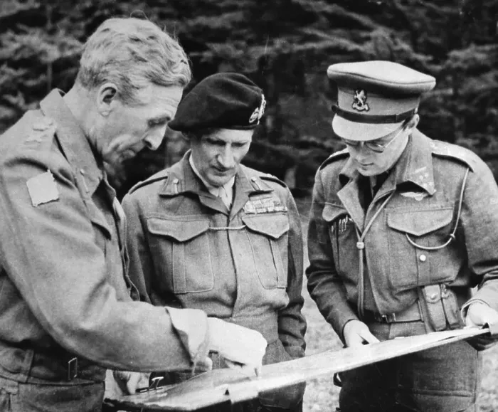 Framed Print : Allied Military Leaders Studying a Map Framed Print : Allied Military Leaders Studying a Map