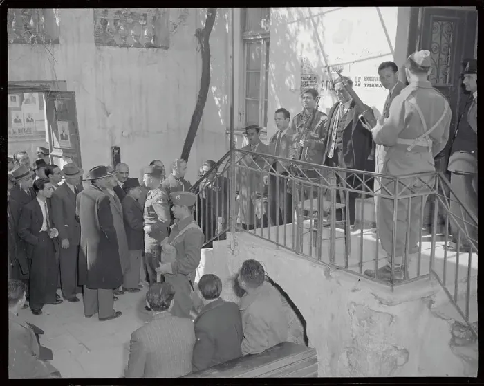 Framed Print : Allied Military Officials and Greek Voters at Polls Framed Print : Allied Military Officials and Greek Voters at Polls