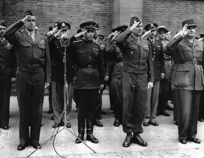 Framed Print : Allied Officers In Berlin, 1945 Framed Print : Allied Officers In Berlin, 1945