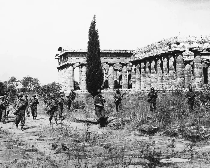 Framed Print : Allies Troops at the Temple of Neptune Framed Print : Allies Troops at the Temple of Neptune