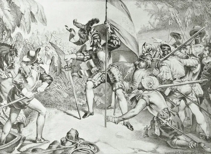 Framed Print : Alonso de Ojeda Proposing March to Men Framed Print : Alonso de Ojeda Proposing March to Men