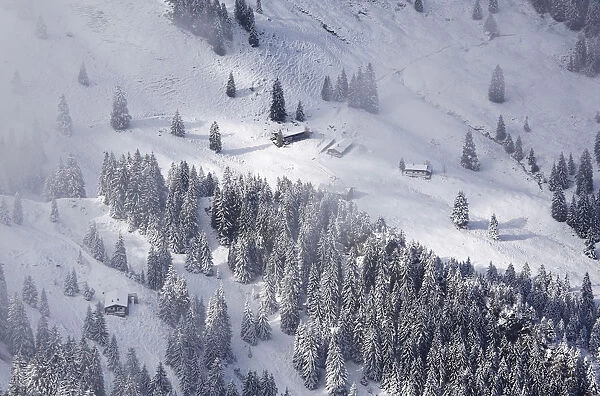 Alpine huts on Mt Wendelstein, Mangfall mountains, Upper Bavaria, Bavaria, Germany, Europe, PublicGround